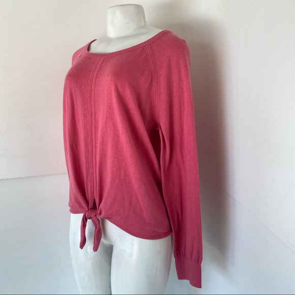 Sanctuary Wild Salmon Tie Front Sweater Blouse - Picture 4 of 6